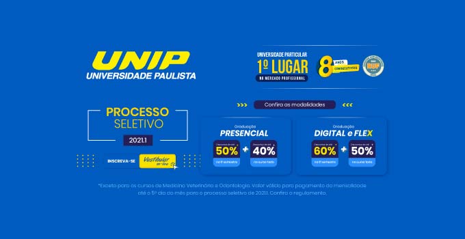 Vestibular UNIP 2021 está com as inscrições abertas