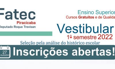 Vestibular Fatec Piracicaba está com inscrições abertas