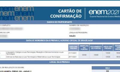 Como imprimir o Cartão de Confirmação do Enem 2021