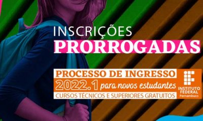 IFPE prorroga inscrições do Processo de Ingresso 2022.1