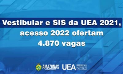 Vestibular e SIS da UEA 2021, acesso 2022, ofertam 4.870 vagas