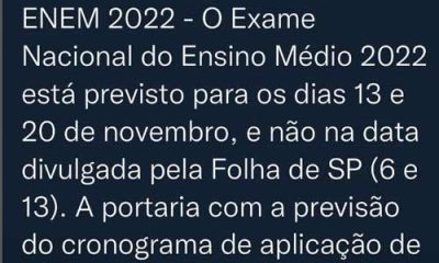 Datas enem 2022