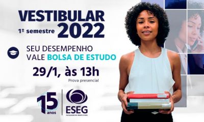 Inscrições abertas para as provas de janeiro do Vestibular do 1º semestre de 2022 na ESEG - Faculdade do Grupo Etapa