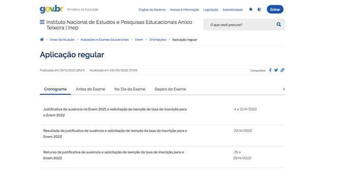 Os candidatos encontram no portal do Inep, uma seção com orientações sobre o Exame e que destaca as principais informações previstas no edital do Enem 2022.